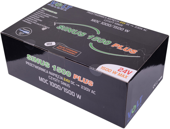 Перетворювач напруги Volt Polska SINUS PLUS 1500 24/230V 1000/1500W (5903760240189) - зображення 6
