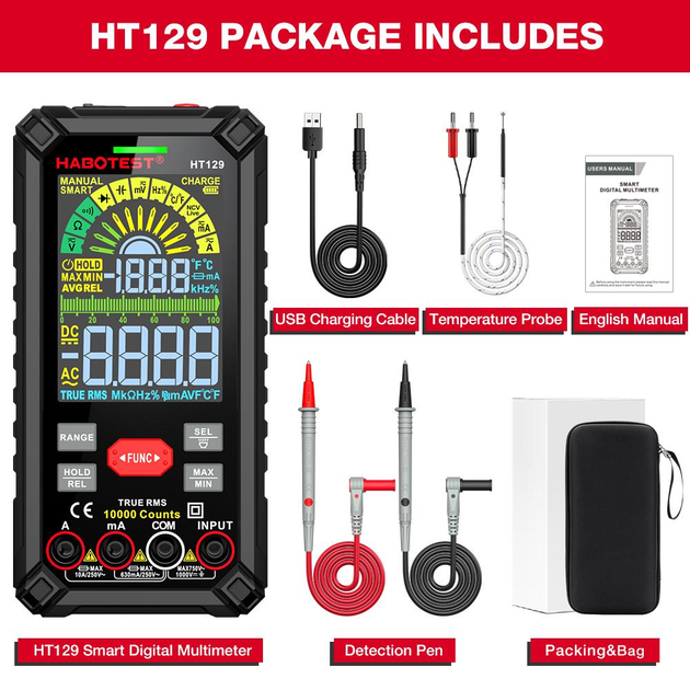Цифровой мультиметр Habotest HT129 Smart - Фото 3 Цифровой мультиметр Habotest HT129 Smart - изображение 3