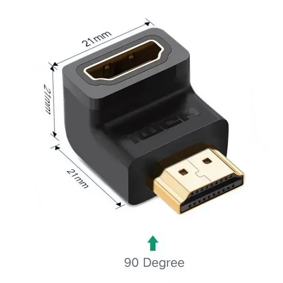 Адаптер HDMI Ugreen HD112 HDMI Male to Female Angled Adapter-Down Black (20109) - изображение 2