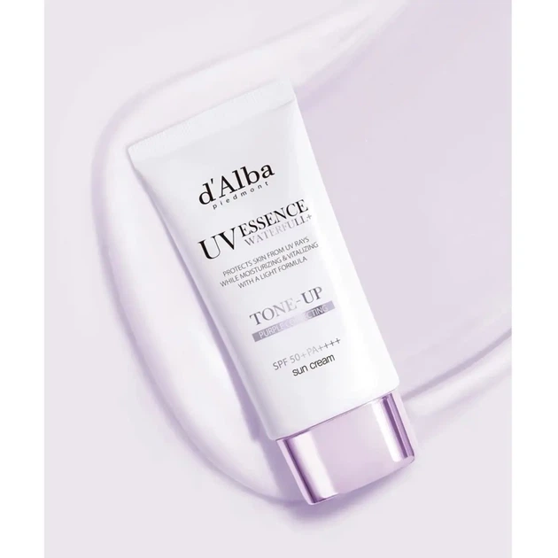 Солнцезащитный крем для осветления кожи D'Alba Waterfull Tone-Up Sun Cream PurpleSPF 50+ 50мл - изображение 2