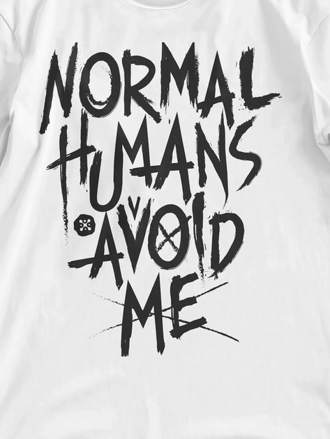 Футболка чоловіча оверсайз Normal Humans Avoid Me XL-2XL Білий (26838229) - Фото 2 Футболка чоловіча оверсайз Normal Humans Avoid Me XL-2XL Білий (26838229) - зображення 2