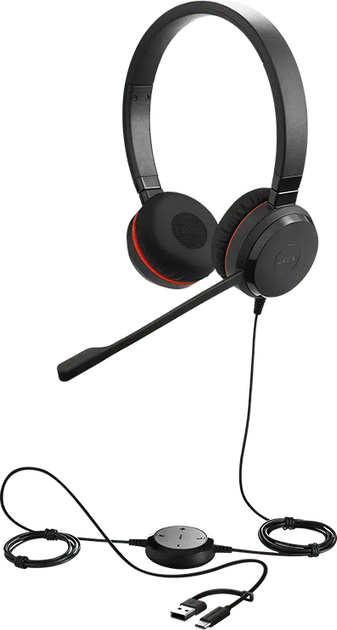 Słuchawki Jabra Evolve 30 II USB Type-C/Type-A Stereo MS Black-Red (5399-823-369) - obraz 1