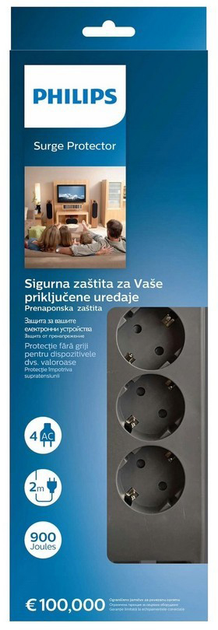 Listwa zasilająca Philips SPN3140A/60 4 gniazda 2 m Szary - obraz 6