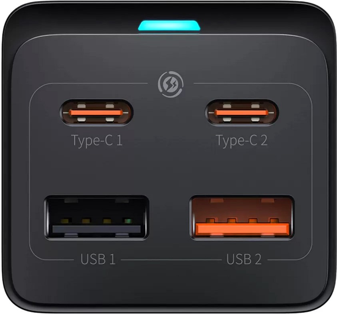 Ładowarka sieciowa Baseus GaN3 Pro Desktop Powerstrip AC+2U+2C 65W EU (With Cable Type-C to Type-C 100W 20V/5A 1m) Black (PSZM000901) - obraz 4