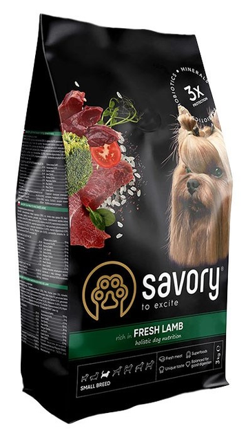 Sucha karma dla dorosłych psów małych ras Savory Small Breed Fresh Lamb 3 kg (4820232630327) - obraz 1