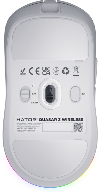 Mysz HATOR Quasar 3 Wireless White (HTM731) - obraz 6