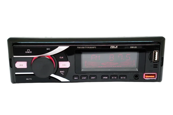 Автомагнітола Boschmann BM-20 ISO 1 DIN Bluetooth MP3 WMA FM AM 2xUSB microSD AUX автомобільна магнітола 4x100Вт Hands Free знімна панель пульт дистанційного керування SD SDHC мультимедійний автопрогравач - зображення 6
