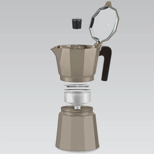 Кофеварка гейзерная Maestro 150 мл на 3 чашки алюминиевая коричневая (000080851) - изображение 2