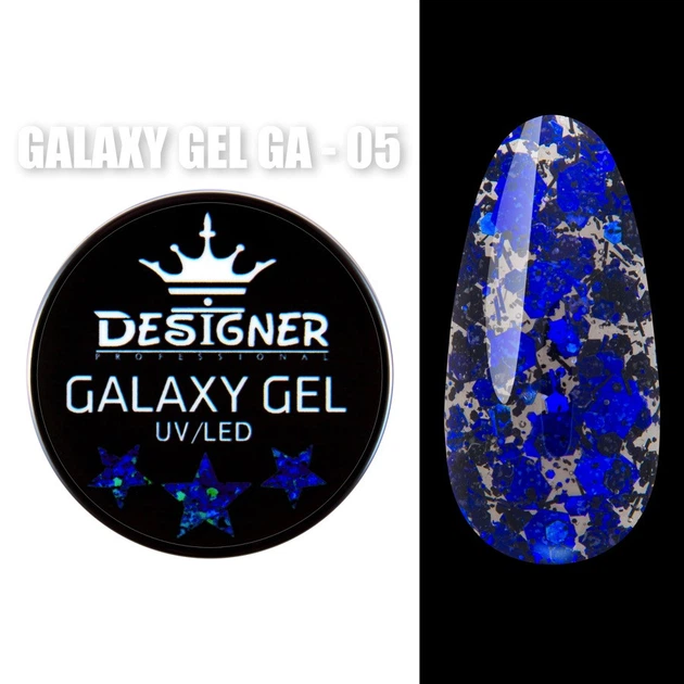 Глитерный гель Galaxy Gel (GA-05) Дизайнер 10 мл с блестками для декора ногтей - Фото 1 Глитерный гель Galaxy Gel (GA-05) Дизайнер 10 мл с блестками для декора ногтей - изображение 1