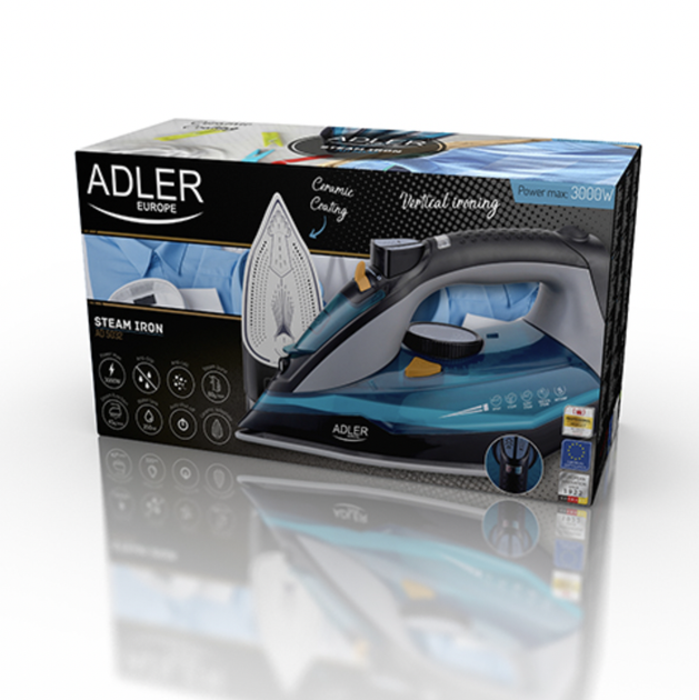 Утюг 3000Вт Adler AD 5032 подача пара 45г + 5 функций - изображение 7