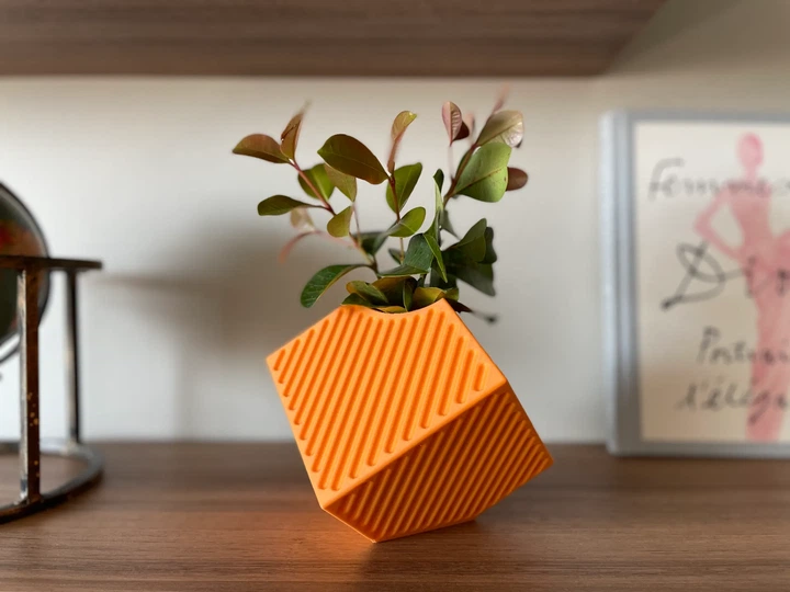 Дизайнерське кашпо для рослин із геометричним візерунком «Diagonal Cube». Aivory - Фото 1 Дизайнерське кашпо для рослин із геометричним візерунком «Diagonal Cube». Aivory - изображение 1