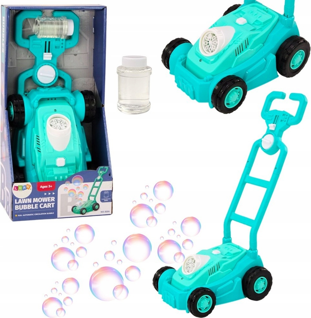 Maszynka do baniek mydlanych LEAN Toys Kosiarka jeździk z rączką Niebieska 20516 (5905991028031) - obraz 2