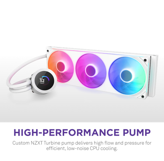 System chłodzenia cieczą NZXT Kraken Plus RGB V2 360 mm AIO Liquid Cooler White (RL-KR360-W2) - obraz 2