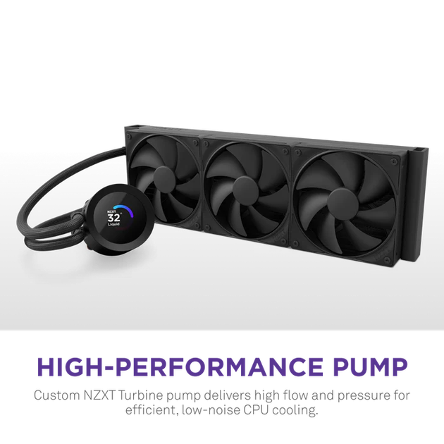 System chłodzenia cieczą NZXT Kraken Plus V2 360 mm AIO Liquid Cooler Display Radiator Fans Black (RL-KN360-B2) - obraz 2