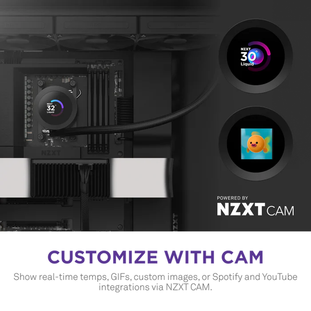 System chłodzenia cieczą NZXT Kraken Plus V2 360 mm AIO Liquid Cooler Display Radiator Fans Black (RL-KN360-B2) - obraz 7