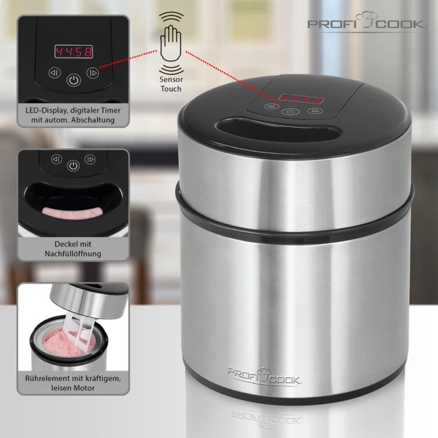 Мороженица электрическая ProfiCook PC-ICM 1140 1800мл Нержавеющая сталь 12Вт Silver PCICM1140 - изображение 4