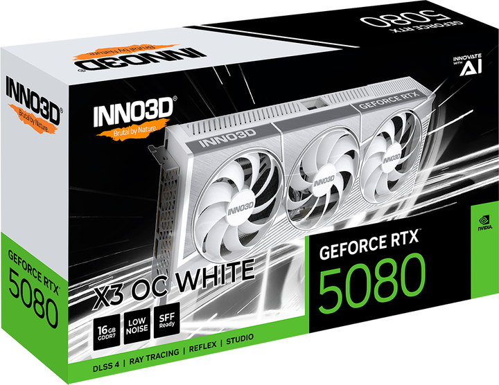 Karta graficzna INNO3D PCI-Ex GeForce RTX 5080 X3 OC WHITE 16GB GDDR7 (256bit) (2640/30000) (HDMI, 3 x DisplayPort) (N50803-16D7X-17605211) - obraz 3