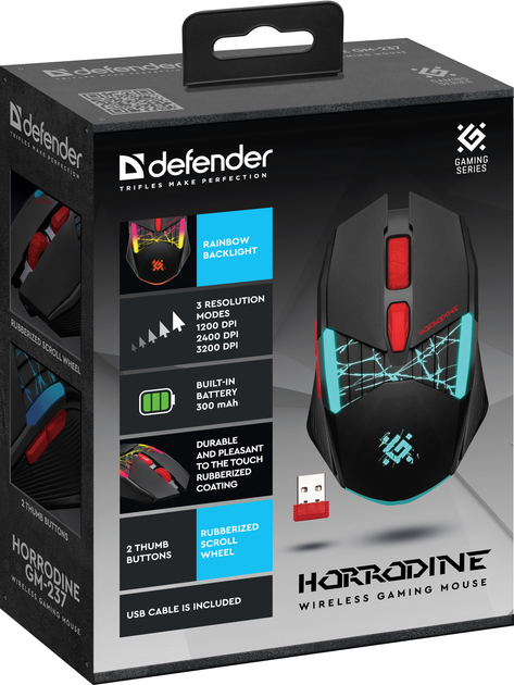 Миша Defender Horrodine GM- 237 LED Wireless Wireless Black (4745090825015) - зображення 6