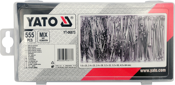 Zawleczki proste Yato zestaw mix rodzajów 555 szt (YT-06873) - obraz 2