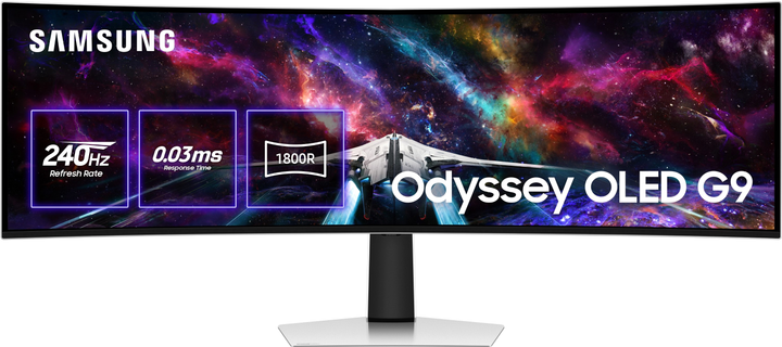Монітор 49" Samsung Odyssey OLED G9 G93SC (LS49CG930SIXCI) Dual QHD Quantum Dot OLED / Curved 1800R / 240 Гц / 0,03 мс / 10-Bit / HDR True Black 400 / FreeSync Premium Pro / G-SYNC Compatible - зображення 1
