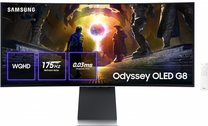 Монітор Samsung 34" Odyssey G8 G850 (LS34DG852SIXUA) -- QD OLED / 0.03 мс / 175Гц / 10-Bit / DCI P3 99.3% / HDR400 True Black / FreeSync Premium / G-SYNC Compatible - зображення 1