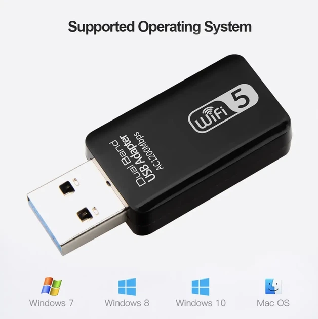 Бездротова мережна карта USB 3.0 WiFi WD-4601AC Realtek8812BU 2.4/5ГГц адаптер 1200 Мбіт/с - Фото 3 Бездротова мережна карта USB 3.0 WiFi WD-4601AC Realtek8812BU 2.4/5ГГц адаптер 1200 Мбіт/с - изображение 3