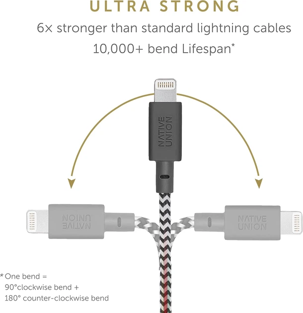 Кабель Lightning Native Union Belt Cable XL Zebra 3 м - изображение 3