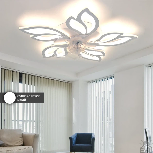 Управляемая светодиодная люстра с вентилятором FAN ASTRA 85W+18W 5F-APP-680×120-WHITE/CLEAR-220-IP20 ESLSE - изображение 4