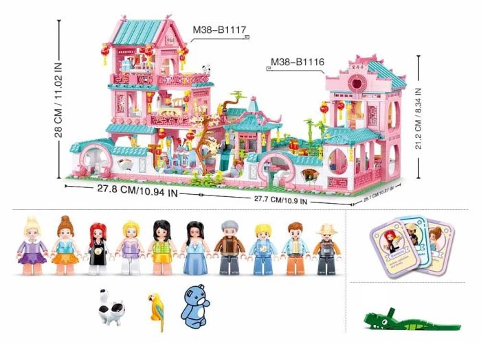 Конструктор SLUBAN M38-B1117 Girls Dream Вилла в китайском стиле, 1342 детали, в коробке - изображение 4