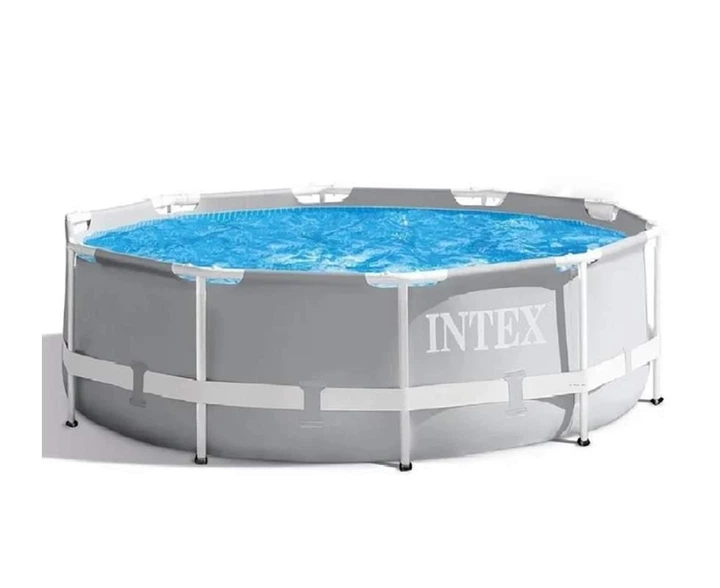 Каркасный бассейн Intex 26706 из ПВХ 305 x 99 см круглый с чашей каркасом фильтром-насосом 3785 л/ч лестницей тентом и подстилкой Серый (21-9-26706-5) - изображение 3