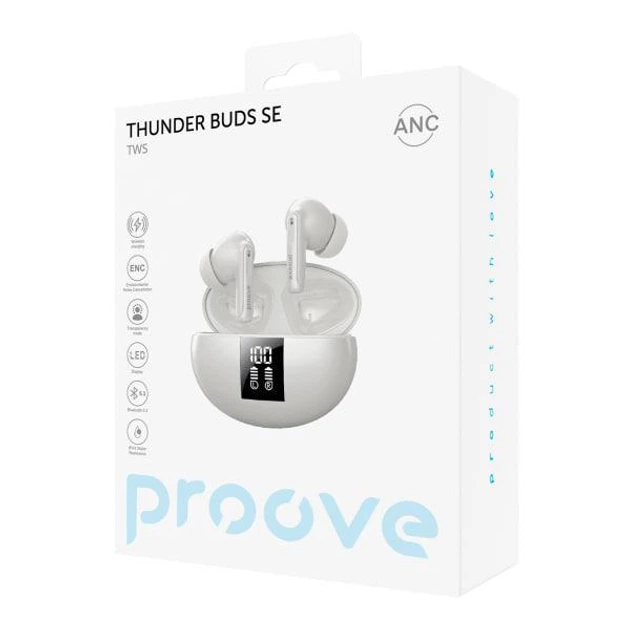 Навушники BT Proove Thunder Buds SE TWS with ANC White - Фото 3 Навушники BT Proove Thunder Buds SE TWS with ANC White - изображение 3