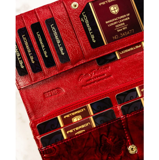 Кошелек женский кожаный Peterson PTN 42106-BF-0469 красный - Фото 6 Кошелек женский кожаный Peterson PTN 42106-BF-0469 красный - изображение 6