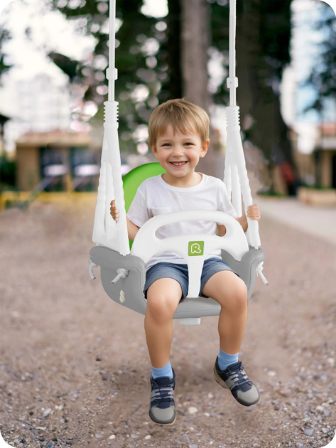 Huśtawka kubelkowa dziecięca Ricokids 3 w 1 Szaro zielona (5903890622350) - obraz 8