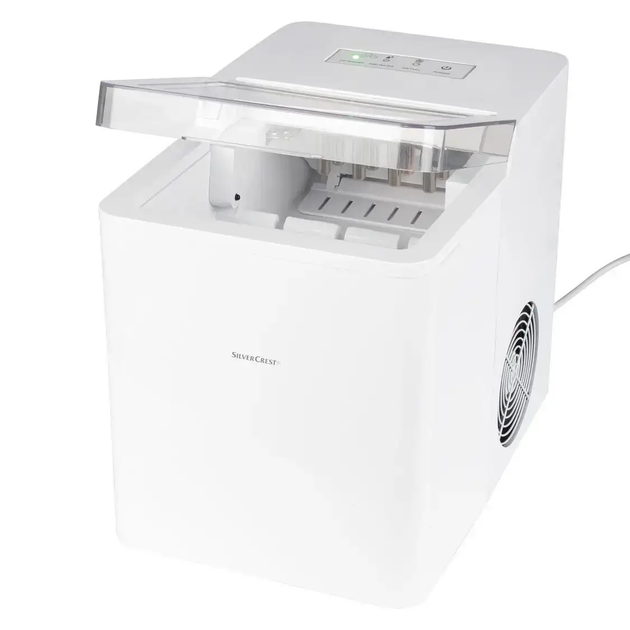 Льодогенератор SilverCrest SEMK 105 B2, 105 Вт, білий, 2,1 л резервуар, 11-12 кг льоду за 24 год, 2 розміри кубиків, сенсорне управління, контейнер 800 г, лопатка - изображение 5