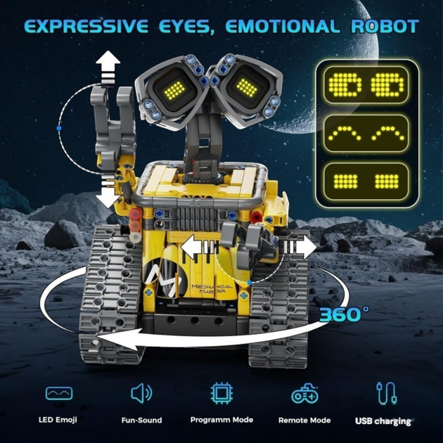 Конструктор Yellow Wall-E – Трансформер 3 в 1 на радіокеруванні iM.Master 8060 - зображення 4