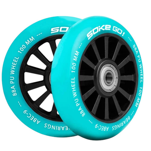Kolka do hulajnogi Soke 100 mm turkusowe 2 szt. 803002 (5903890607739) - obraz 1