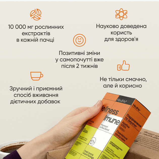 Кава мелена Wellness & Imune MindMe з функціональними інгредієнтами 250 г (MMCF28) - Фото 3 Кава мелена Wellness & Imune MindMe з функціональними інгредієнтами 250 г (MMCF28) - изображение 3