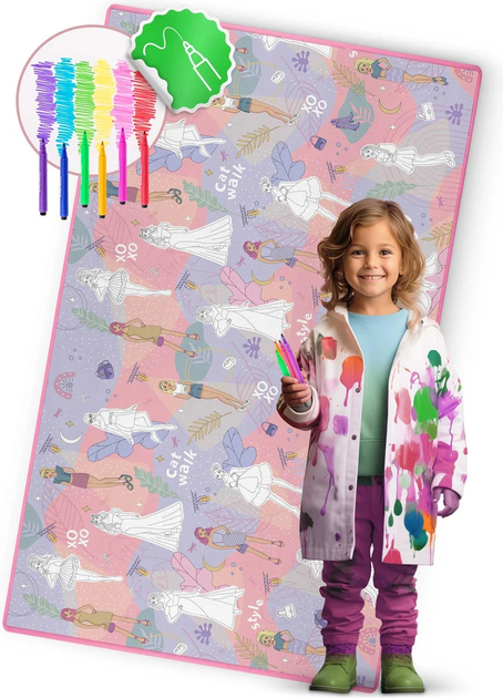 Mata piankowa do kolorowania Ricokids zwijana 200 x 120 x 0.3 cm RK-343 734301 Różowa (5903890615987) - obraz 10