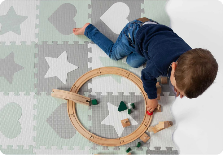 Mata piankowa puzzle Ricokids 151 x 151 cm 16 elementów Szaro-miętowa (5903890616663) - obraz 12
