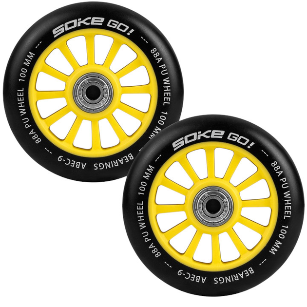 Kolka do hulajnogi Soke 100 mm żółte 2 szt. 803001 (5903890607722) - obraz 4