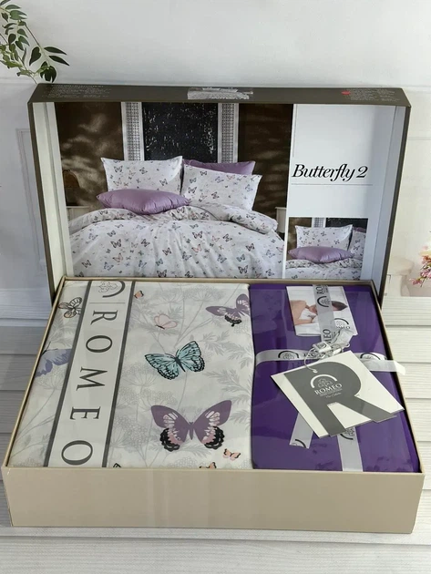 Постельное белье Romeo home Poplin Butterfly 2 поплин евро размер бабочки на белом - изображение 4
