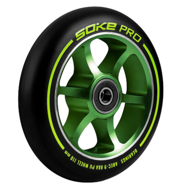 Kolka do hulajnogi Soke 110 mm zielone 2 szt. 803201 (5903890607784) - obraz 2