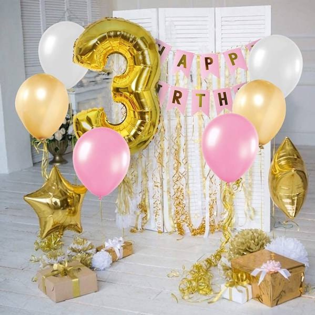 Повітряна кулька Springos цифра 3 фольга 40 см золото PS0028 (5907719445281) - зображення 2