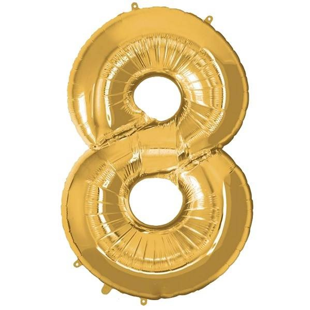 Balon Springos cyfra 8 foliowy 40 cm złoty PS0030 (5907719445298) - obraz 1