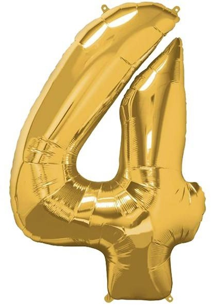 Balon Springos cyfra 4 foliowy 40 cm złoty PS0029 (5907719445298) - obraz 2
