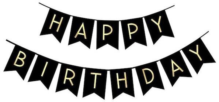 Balony Springos dekoracje z napisem happy birthday złoty/czarny/srebrny/biały 53 szt PS0034 (5907719445342) - obraz 2