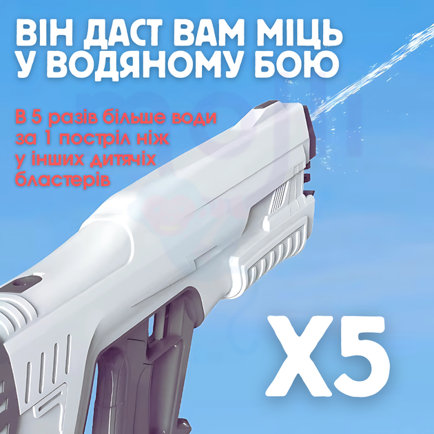 Водяной Бластер на Аккумуляторе с Резервуаром 1200 мл Мощный Электрический Пистолет С Автоматическим Насосом Для Детей И Взрослых Max Version - изображение 4