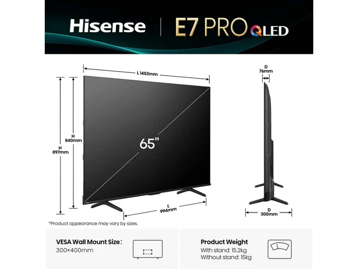 Телевізор Hisense 65E7Q PRO - Фото 3 Телевізор Hisense 65E7Q PRO - зображення 3