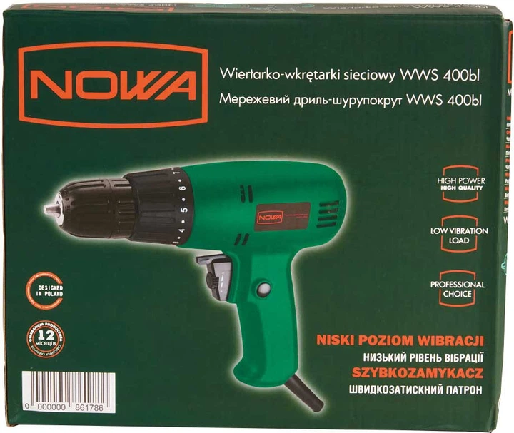 Дриль-шурупокрут мережевий 400Вт NOWA WWS 400BL (86178N) - Фото 4 Дриль-шурупокрут мережевий 400Вт NOWA WWS 400BL (86178N) - изображение 4