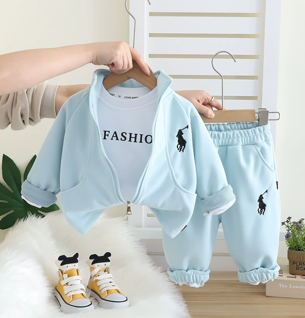 Дитячий спортивний костюм для хлопчика трійка Fashion 104 см синій - Фото 1 Дитячий спортивний костюм для хлопчика трійка Fashion 104 см синій - зображення 1